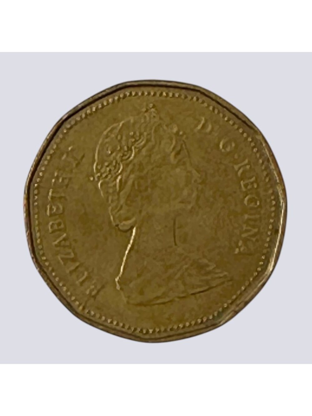 1987 Canada Loonie Dollar Coin With Queen Elizabeth II & Loon Engraving